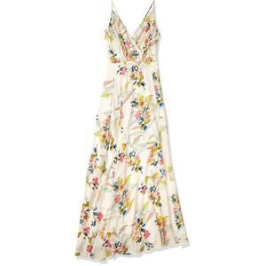 Yumi Kim Kat Maxi Dress Size Medium White Pink Floral Silk Flowy Chic Romantic